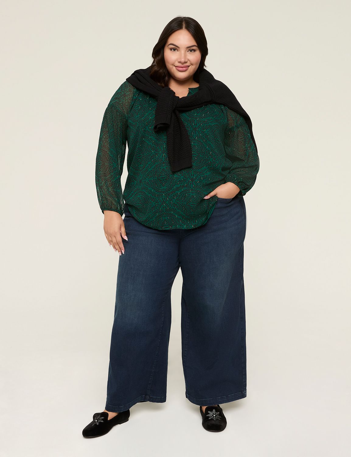 ♡popo♡ Classic Long Sleeve Split Neck Popo | LaneBryant