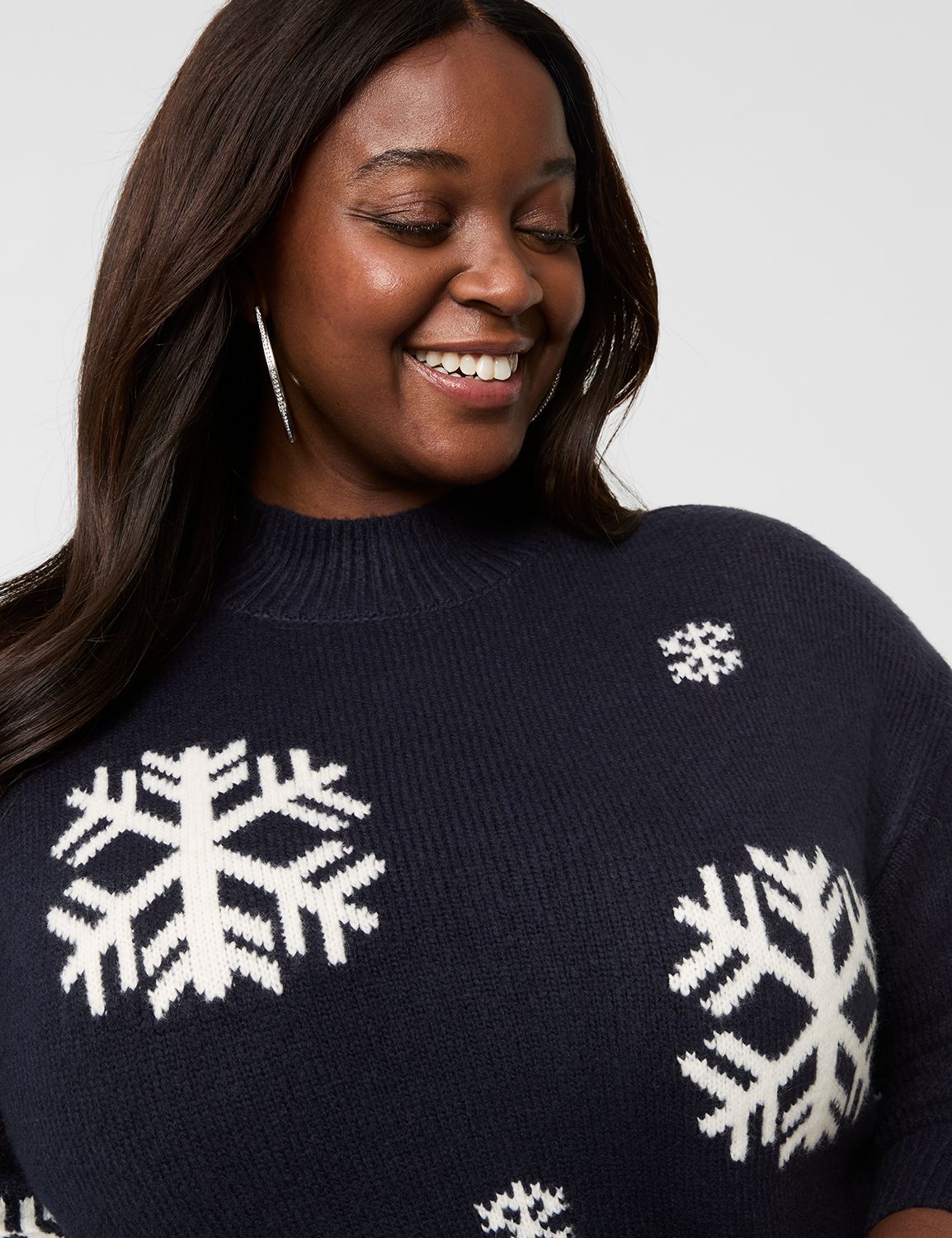 Mock Neck Snowflake Sweater Dress LaneBryant