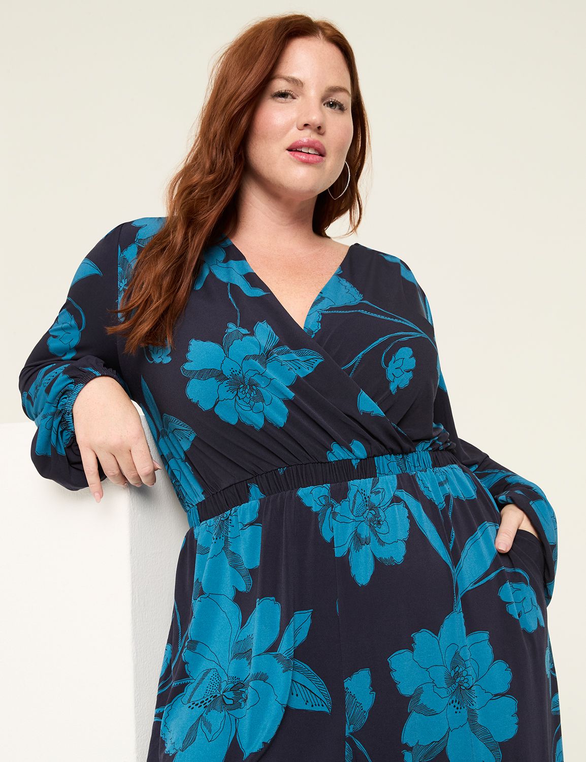 LS SHIRRED SHOULDER SURPLICE JUMPSU Product Image 3