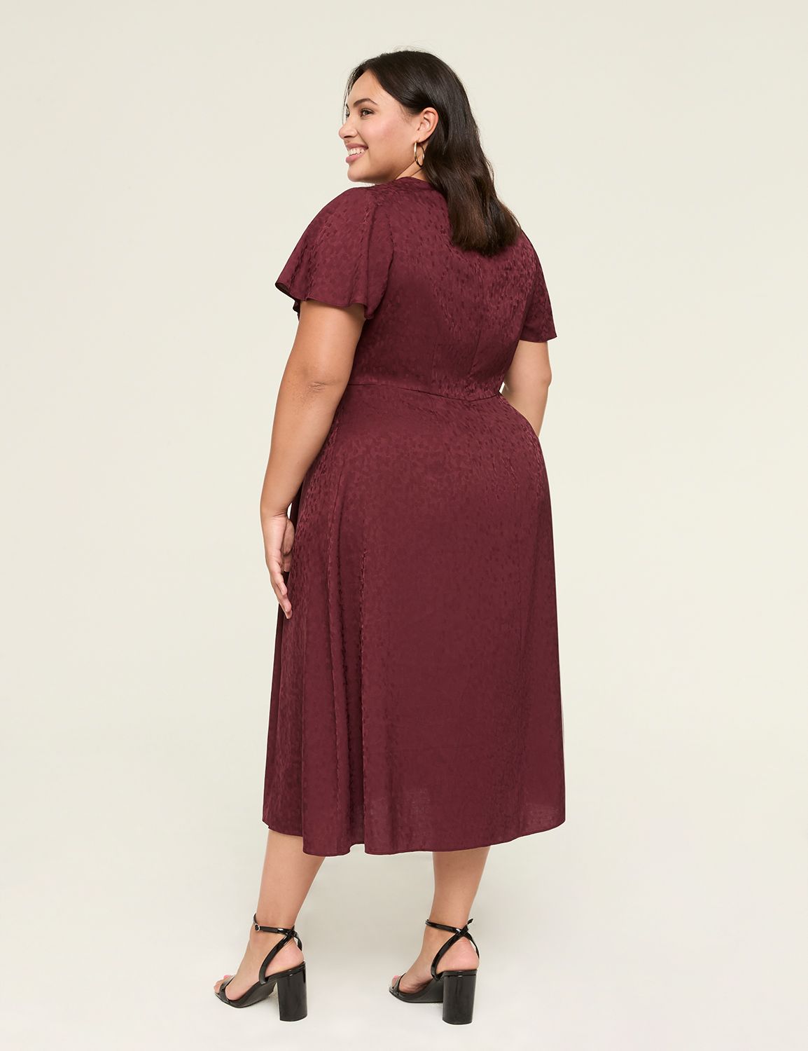 Jacquard Gathered-Waist Midi Dress