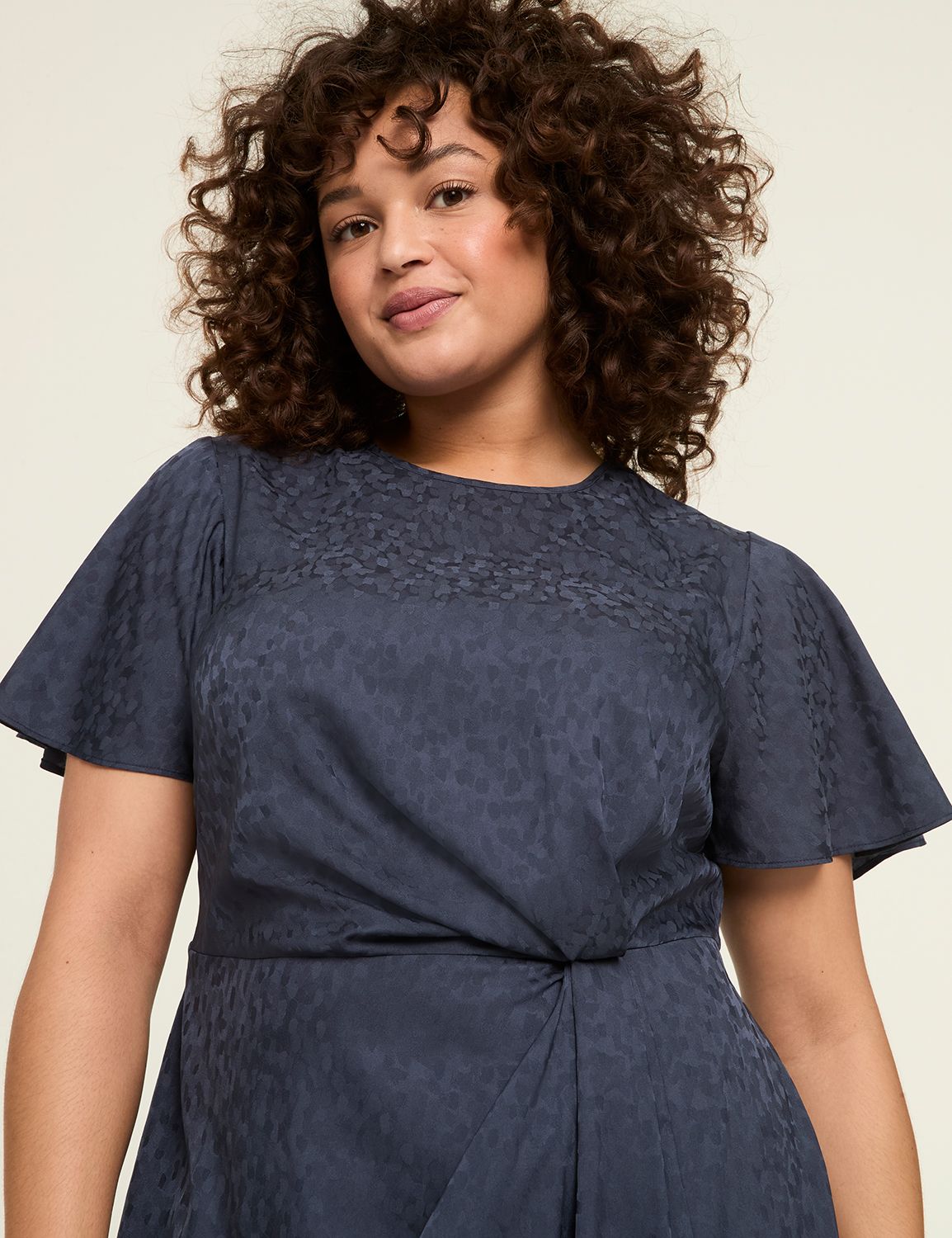 FLUTTER SLV CREW NK FRONT WAIST GAT | LaneBryant