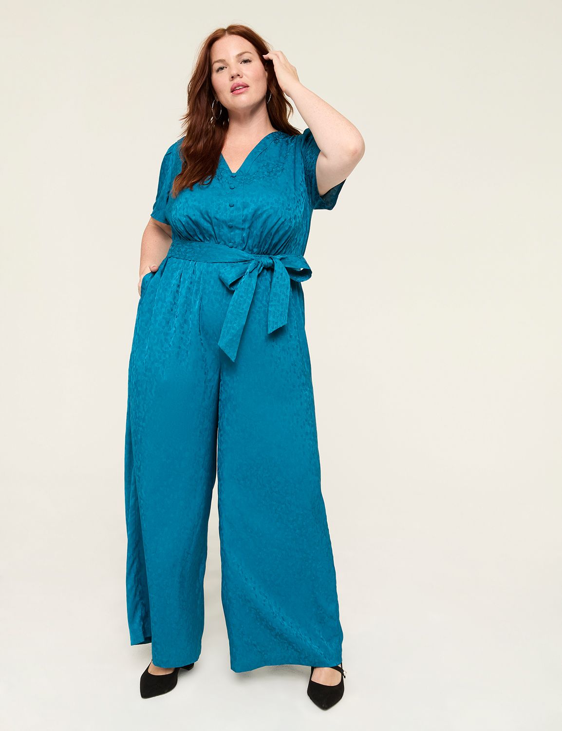 Jacquard V-Neck Jumpsuit