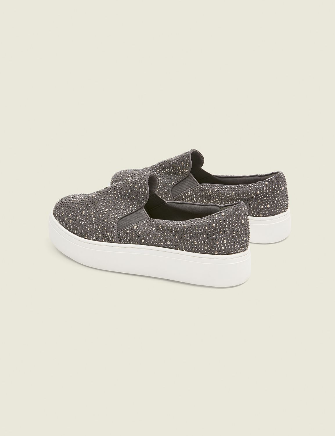 Black sparkle slip on sneakers clearance