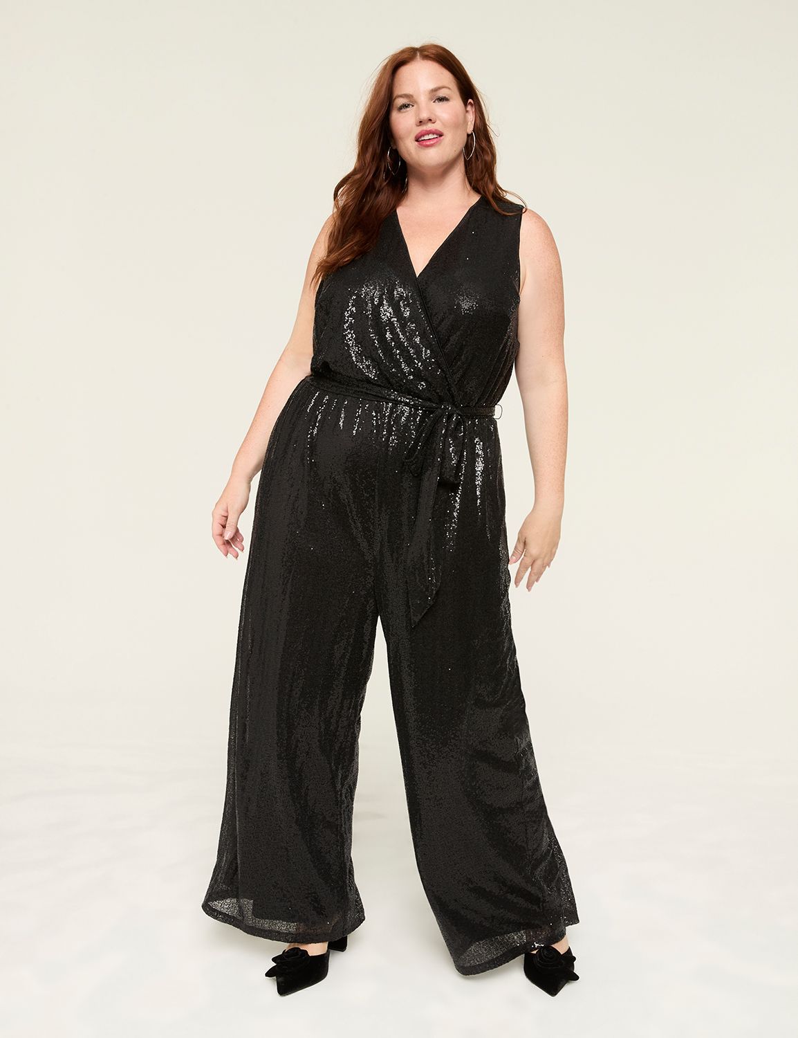 SL Surplice Wide Leg Sequin Jumpsui Product Image 1