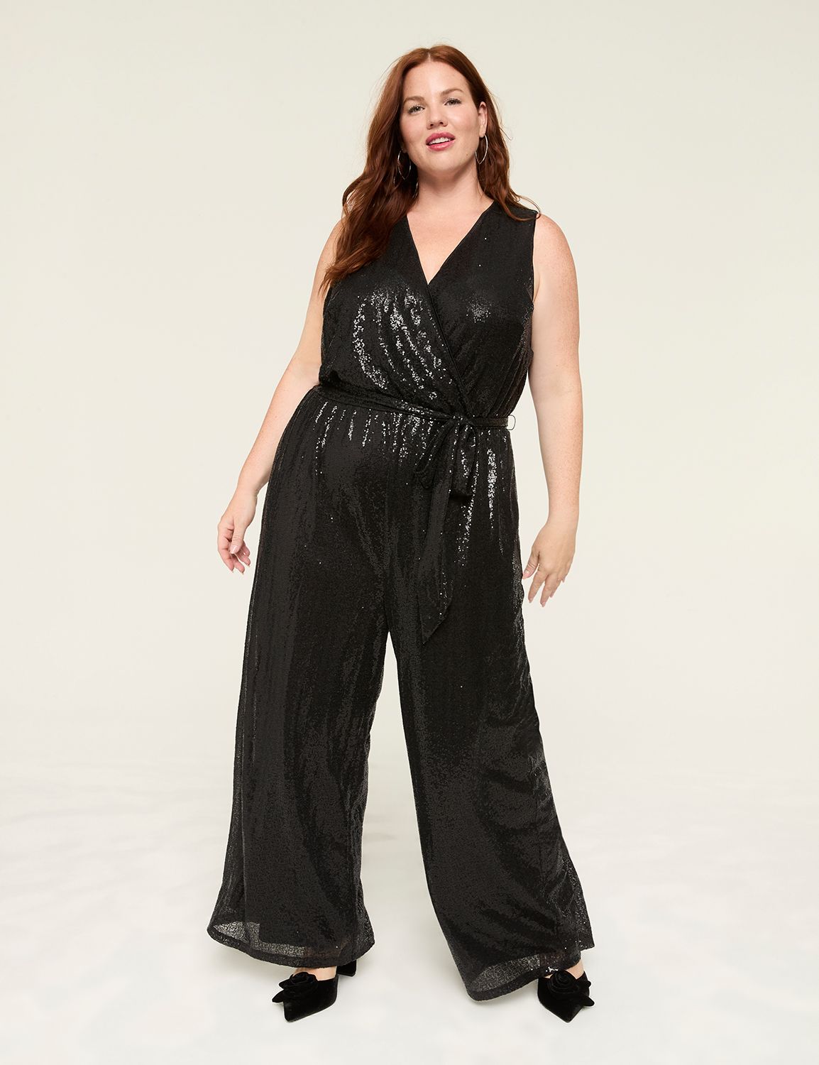 sequin sleeveless wide leg jumpsuit