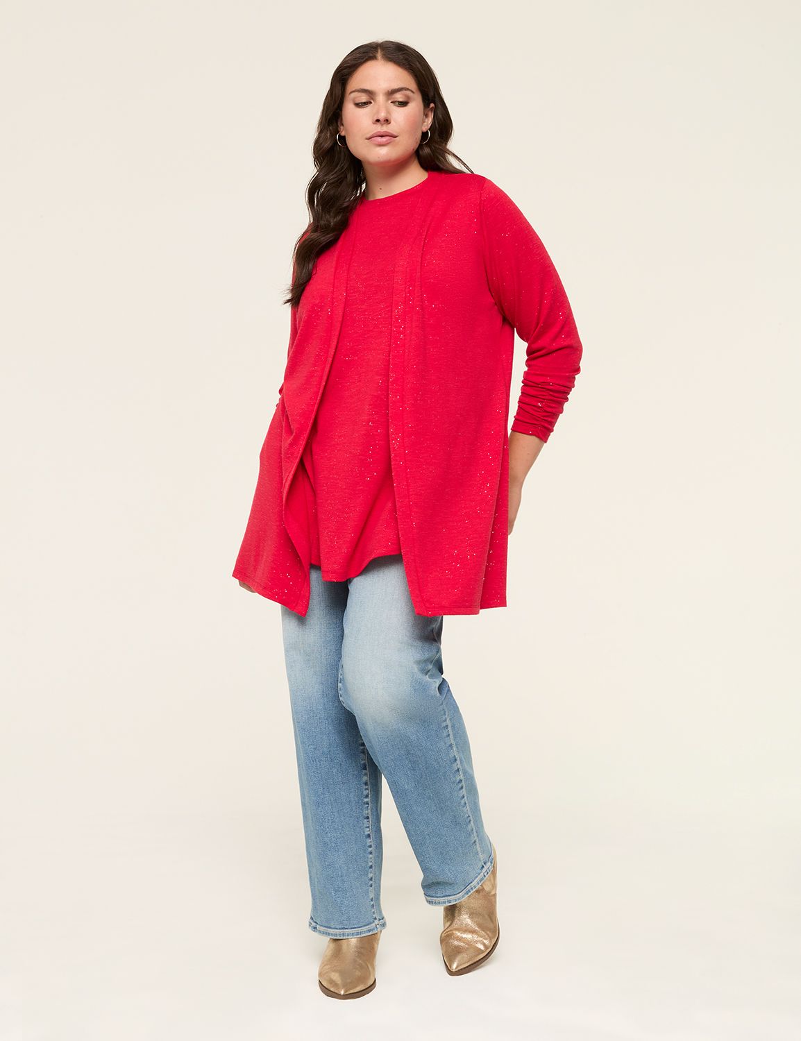 Casual Shirred Long Sleeve Open Fro Product Image 3