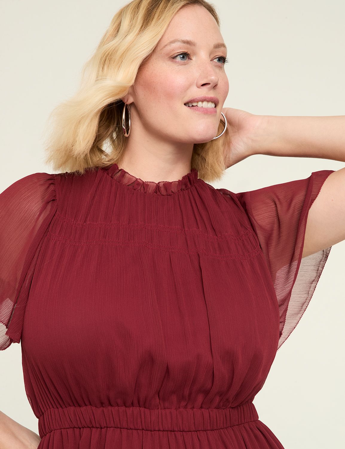 1920s Plus Fashion Size Lane Bryant Formal Wear Ruffle Crew-Neck Maxi Dress  LaneBryant
