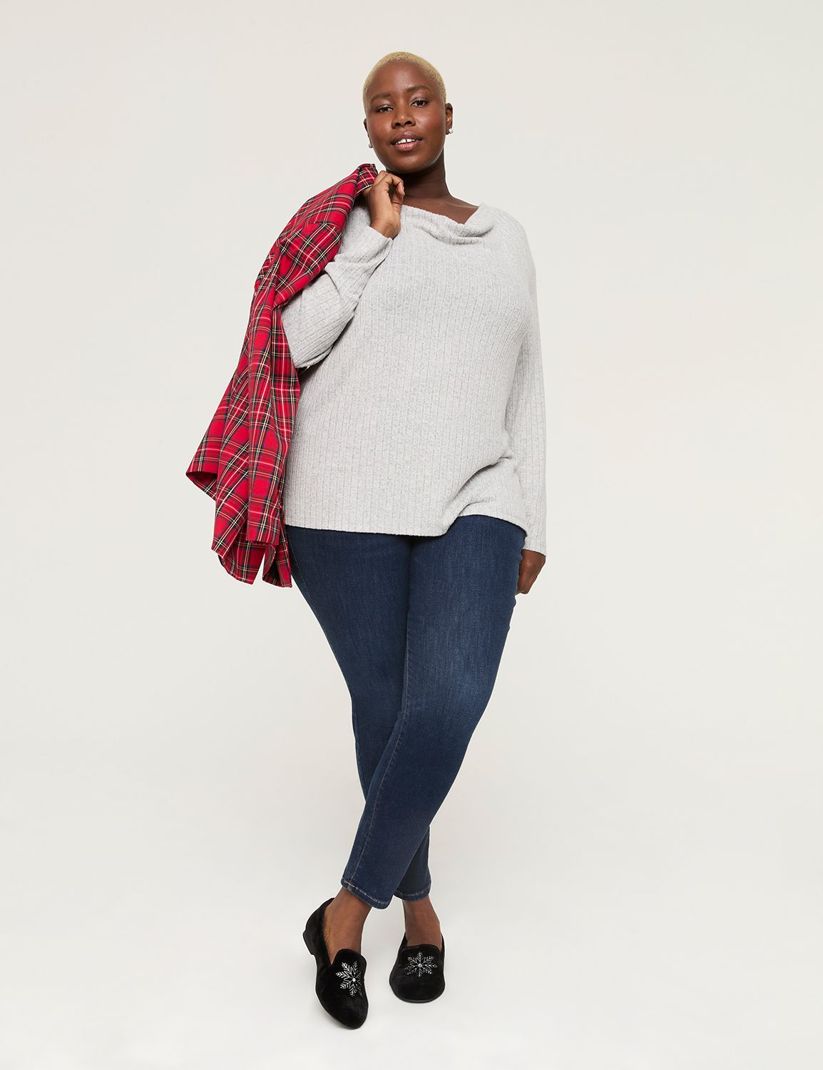 Long Sleeve Cowl Neck Side Slit Top Product Image 3