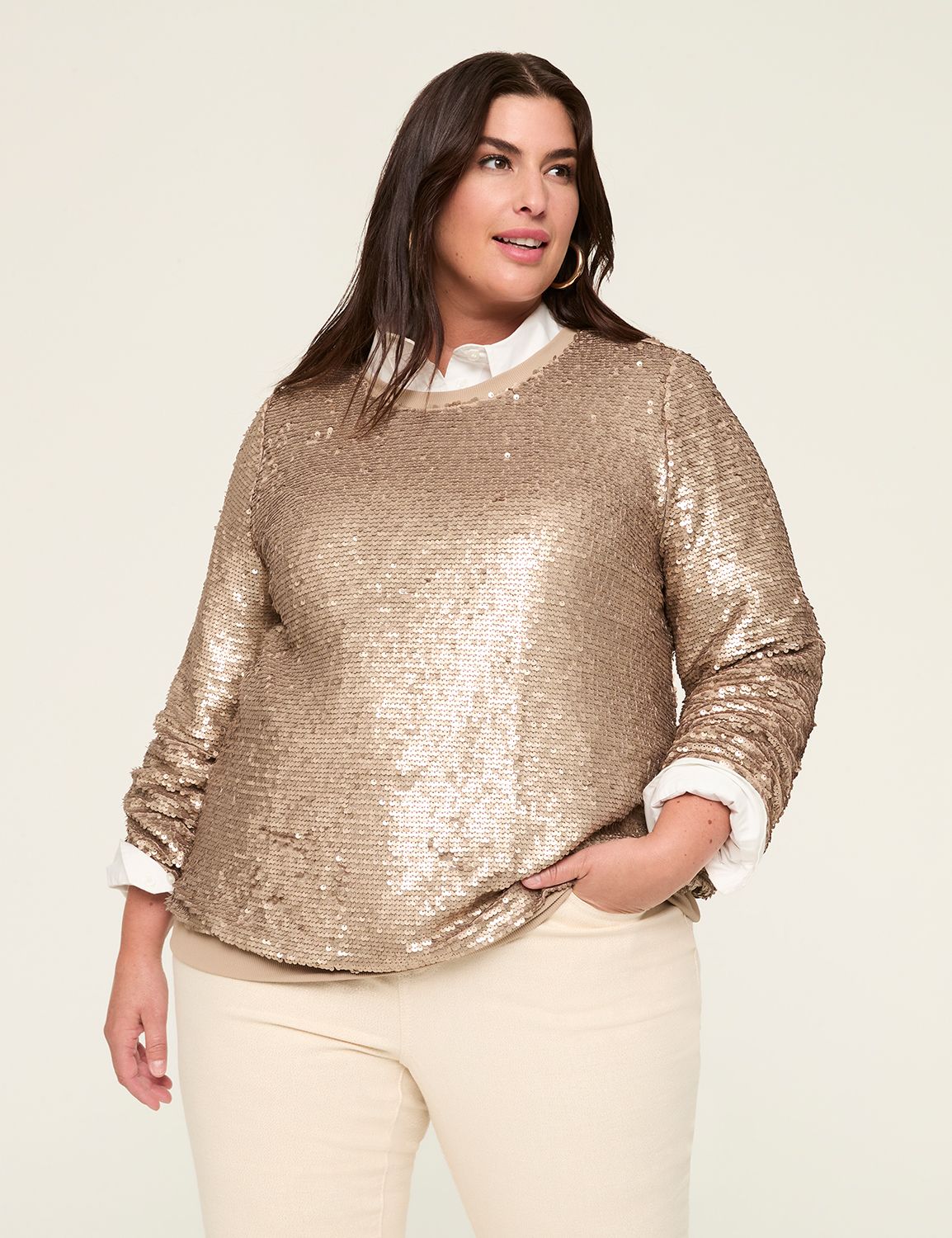 Crew Neck Sequin Sweatshirt