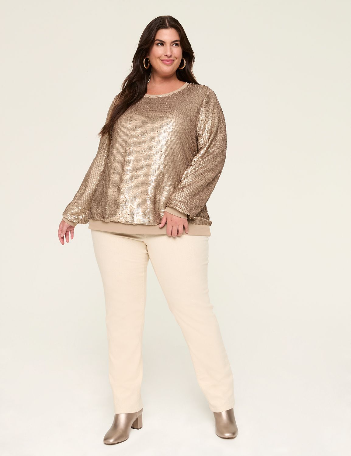 Long Sleeve Crew Neck Sequin Sweats LaneBryant