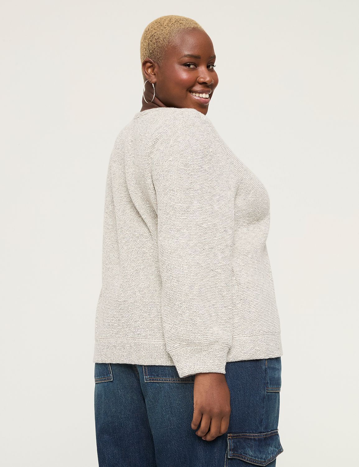 Long Sleeve Crew Neck Dropped Shoul Product Image 2