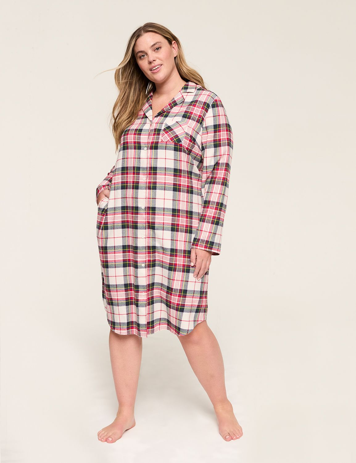 Flannel Notch Neck MIDI Sleepshirt | LaneBryant