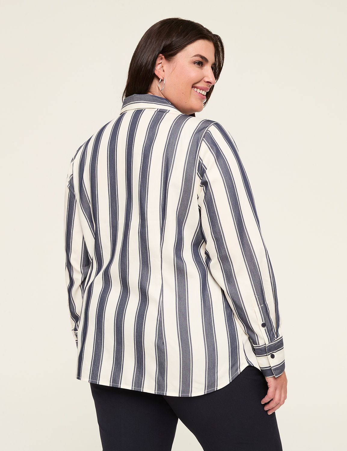 Fitted Long Sleeve Split Neck Butto Product Image 2