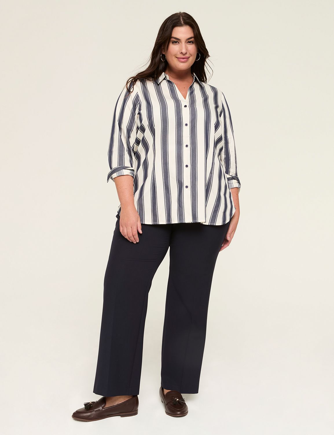 Fitted Long Sleeve Split Neck Butto Product Image 3