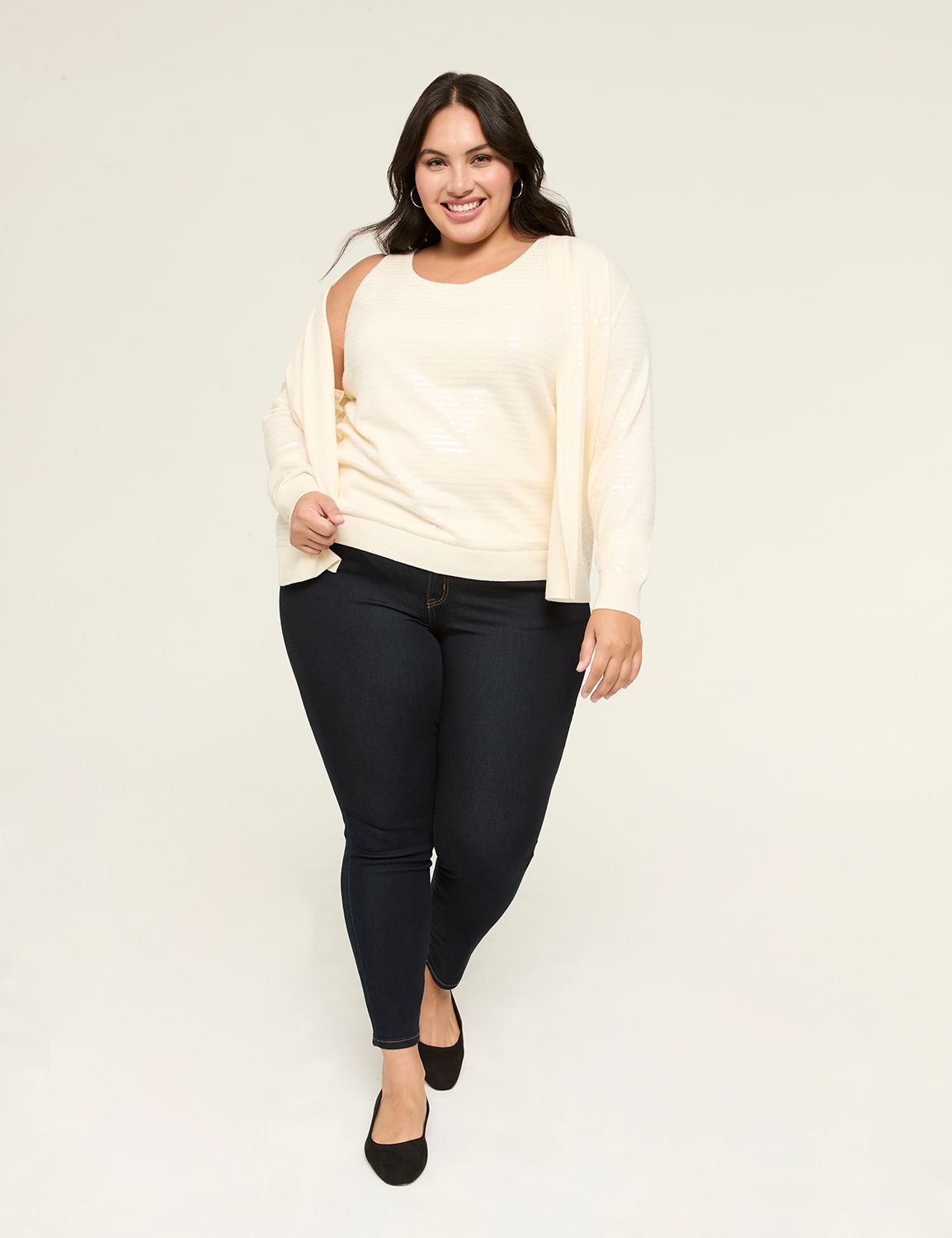 Classic Scoop Neck Sequin Sweater T Product Image 3