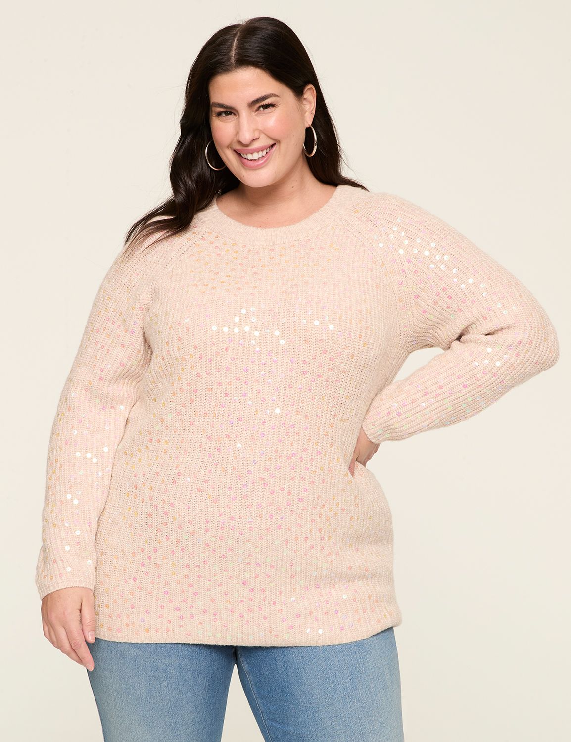 Sequin Crew-Neck Sweater