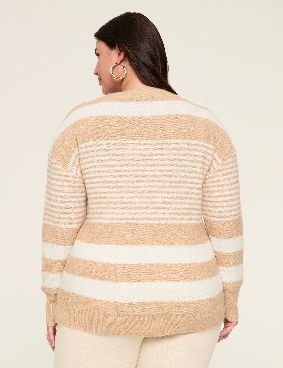 Lurex Shimmer Crew-Neck Striped Sweater