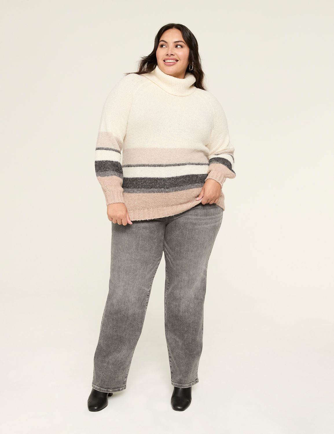 Classic Long Sleeve Cowl Neck Strip Product Image 3