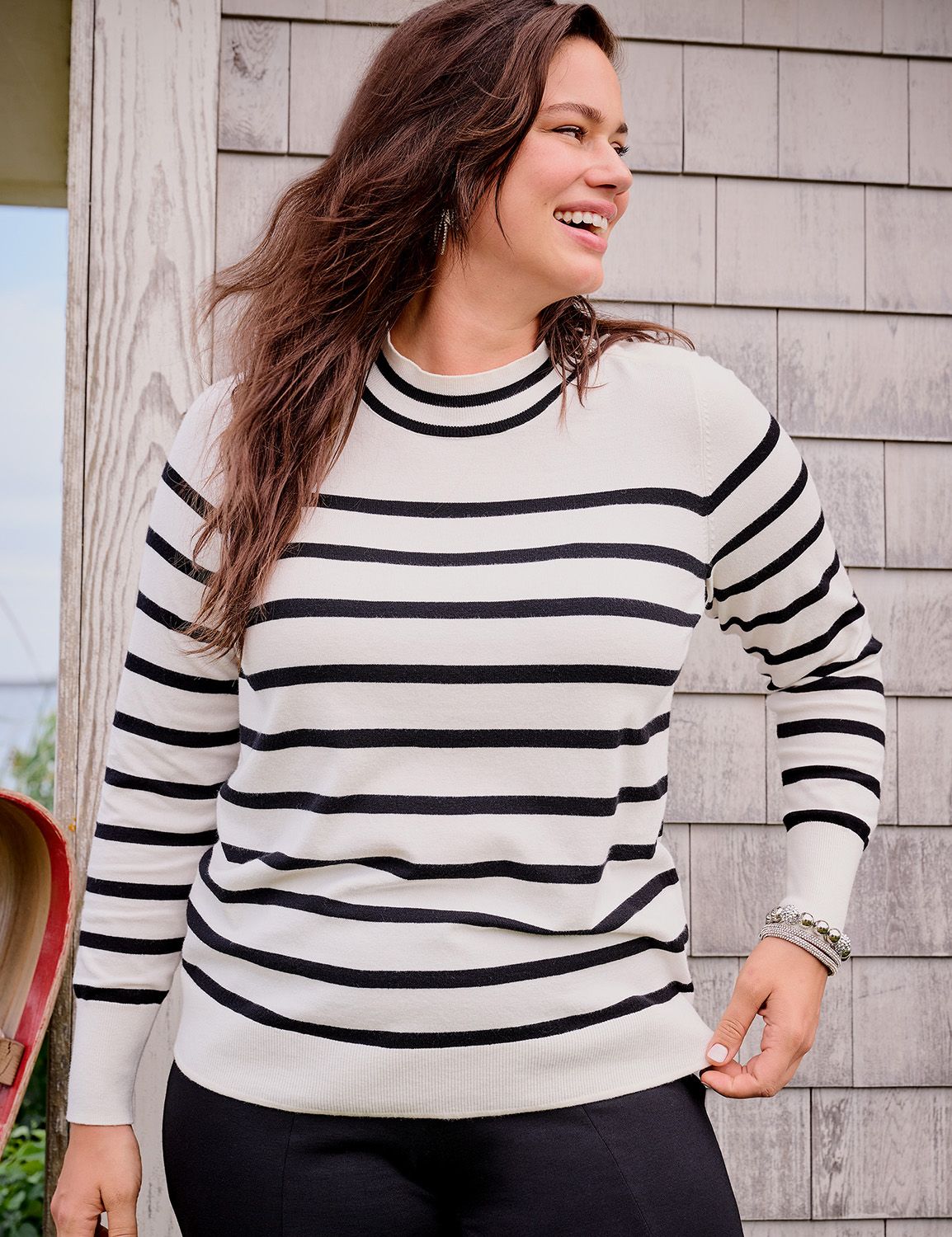 Classic Long Sleeve Faux Mock Neck Product Image 4