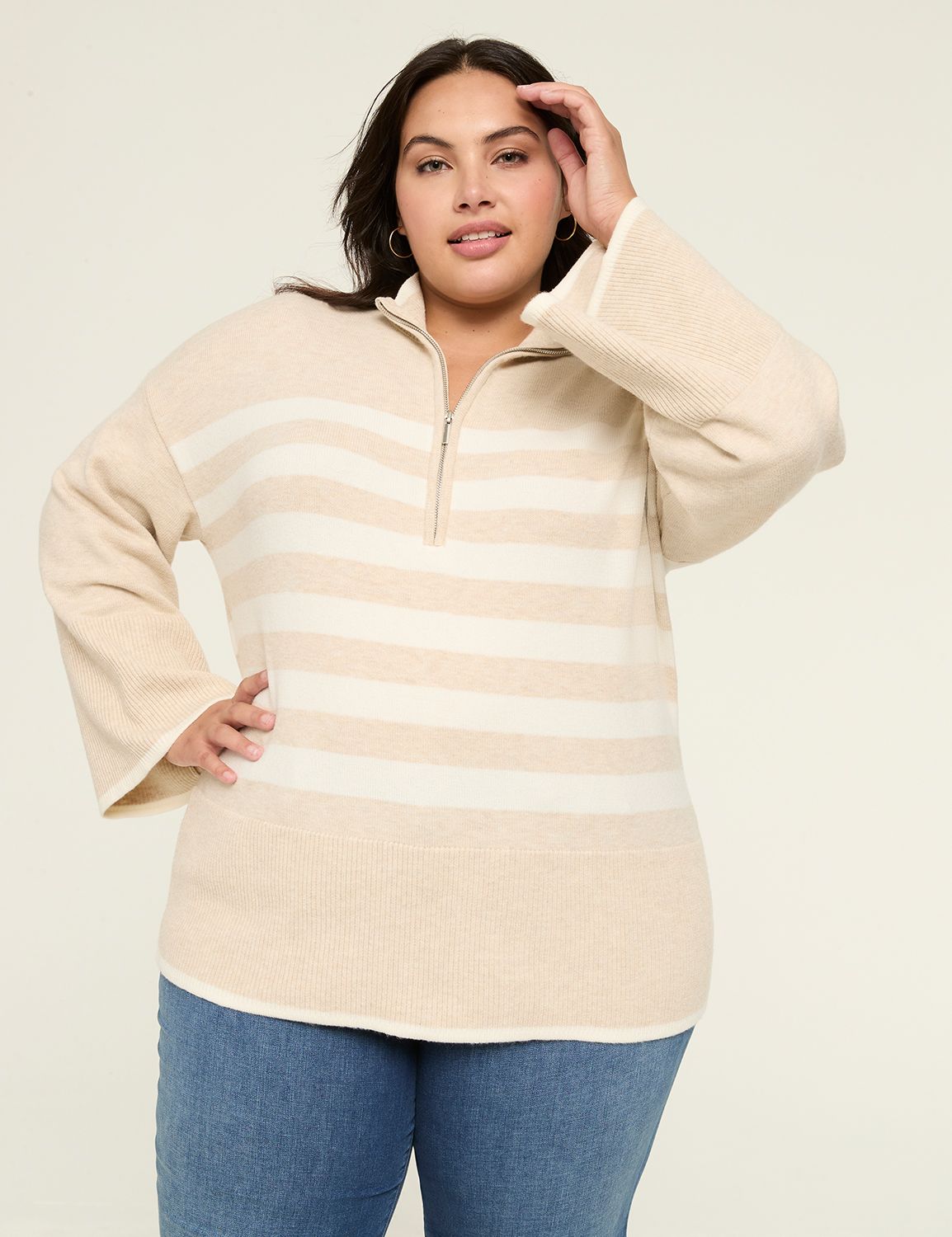 Striped Half-Zip Pullover Hoodie ASG0081