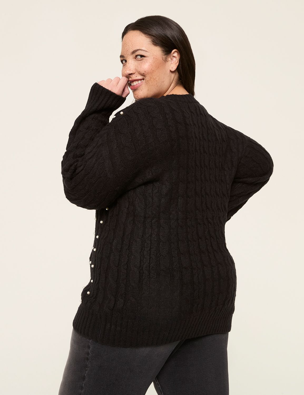 Classic Long Sleeve Crew Neck Cable Product Image 2