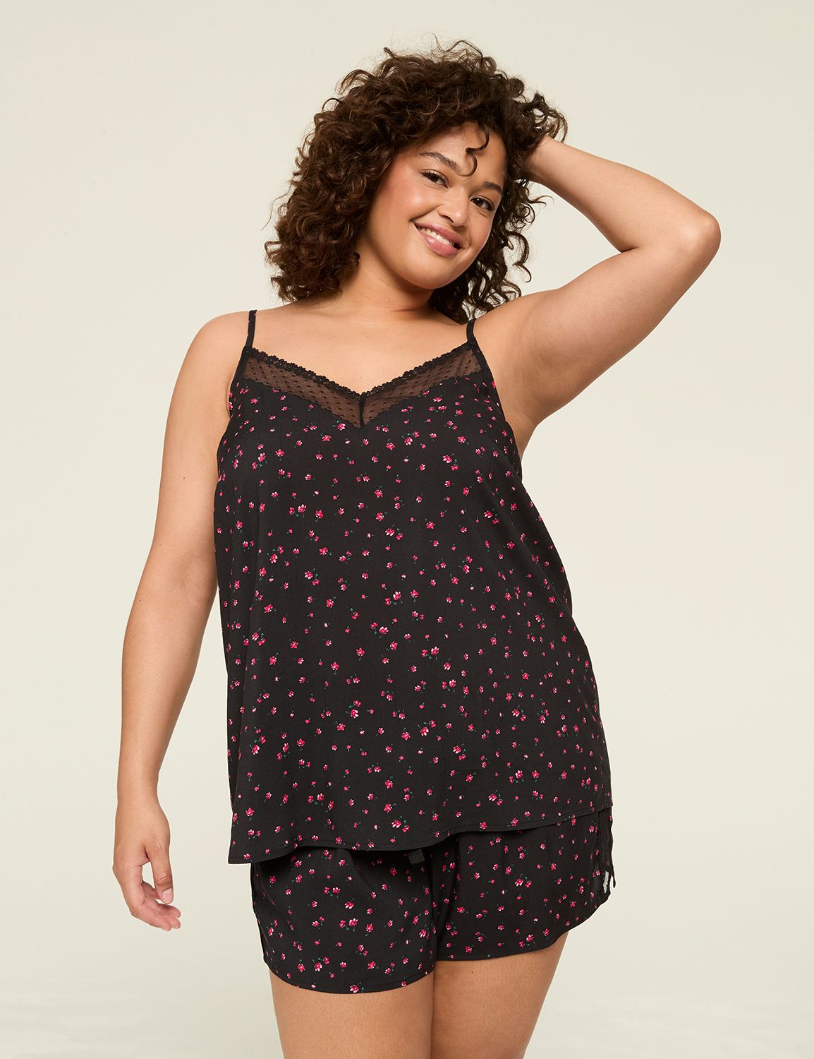 Woven Rayon Challis Lace Trim Cami Product Image 1