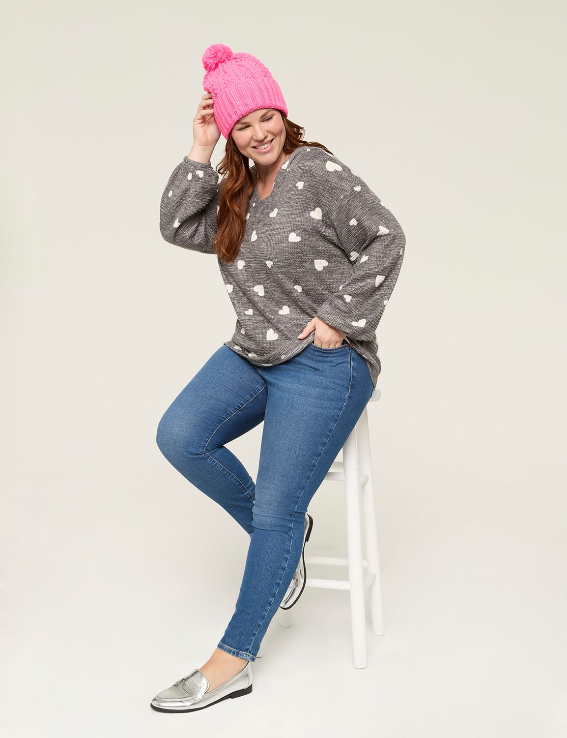 トップス BEEDEN 24AW MANY WAY WAFFLE TOPS Womens Plus Size Waffle Knit Henley Tops Long Sleeve V Neck