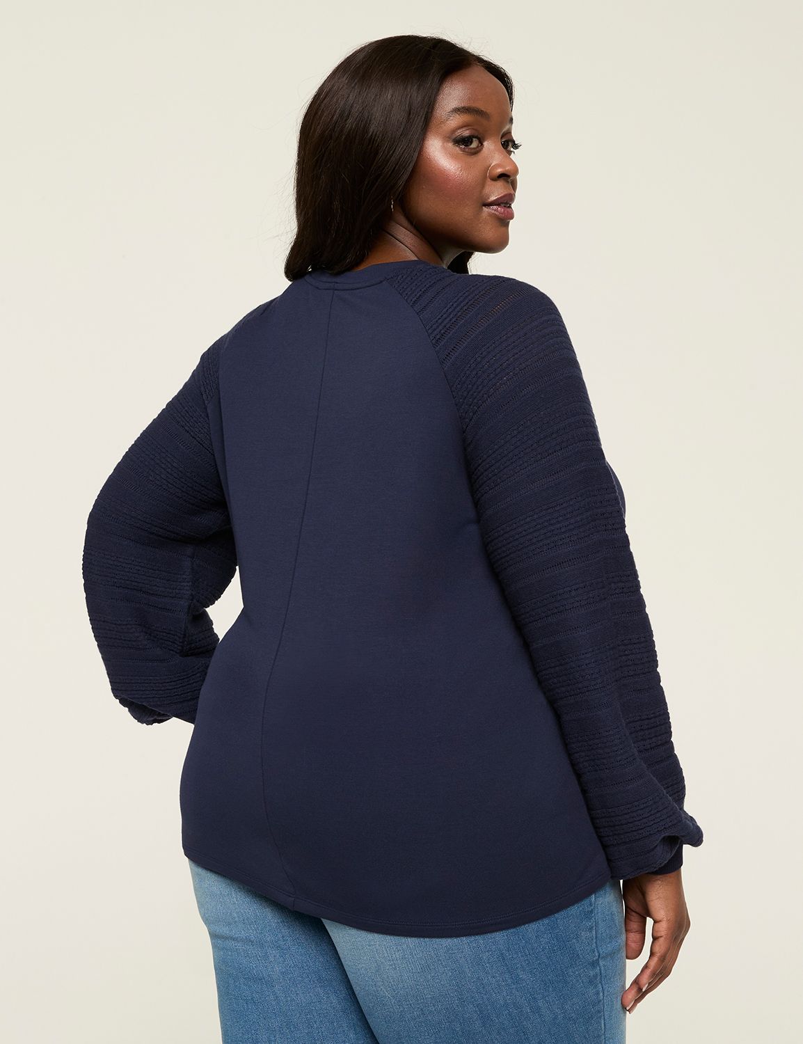 Pointelle Long Sleeve Crew Neck Top Product Image 2