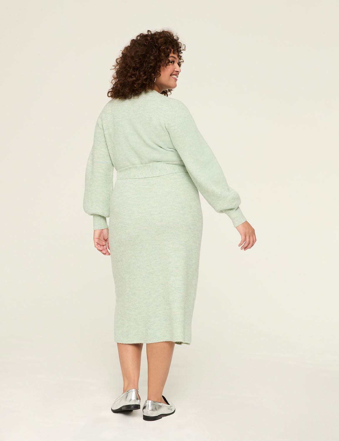 LS VNECK WRAP SWEATER DRESS 1143009 | LaneBryant