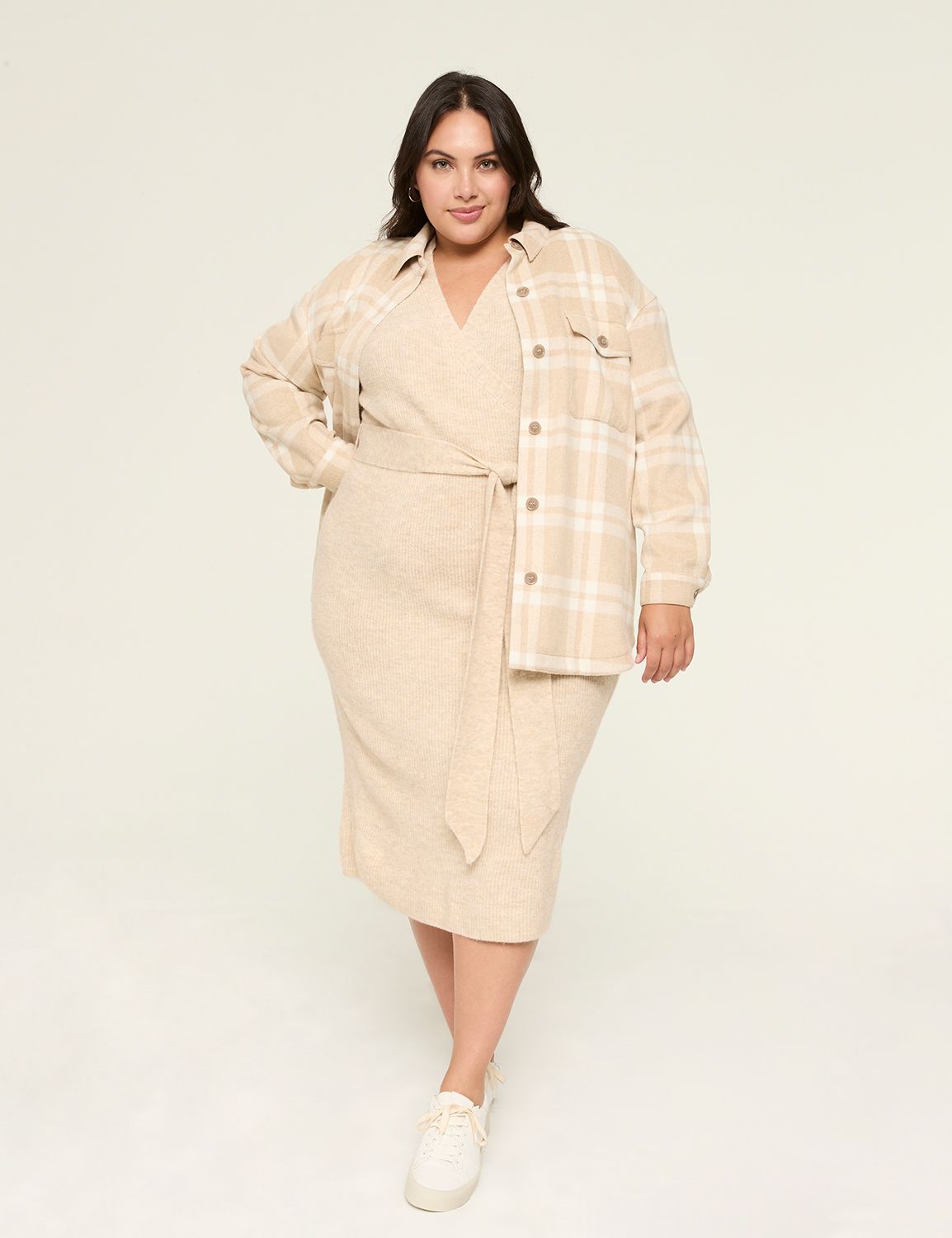 LS VNECK WRAP SWEATER DRESS 1143009 Product Image 4