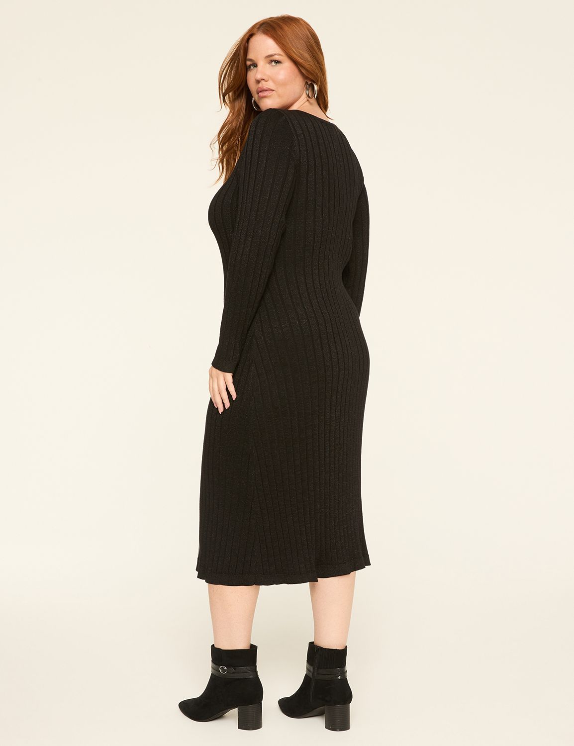 Lurex Shimmer Rib Sweater Midi Dress