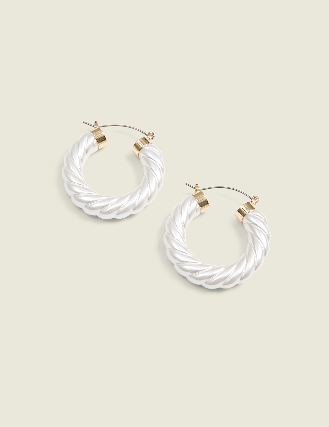 Twisted enamel hoops creme main image 0