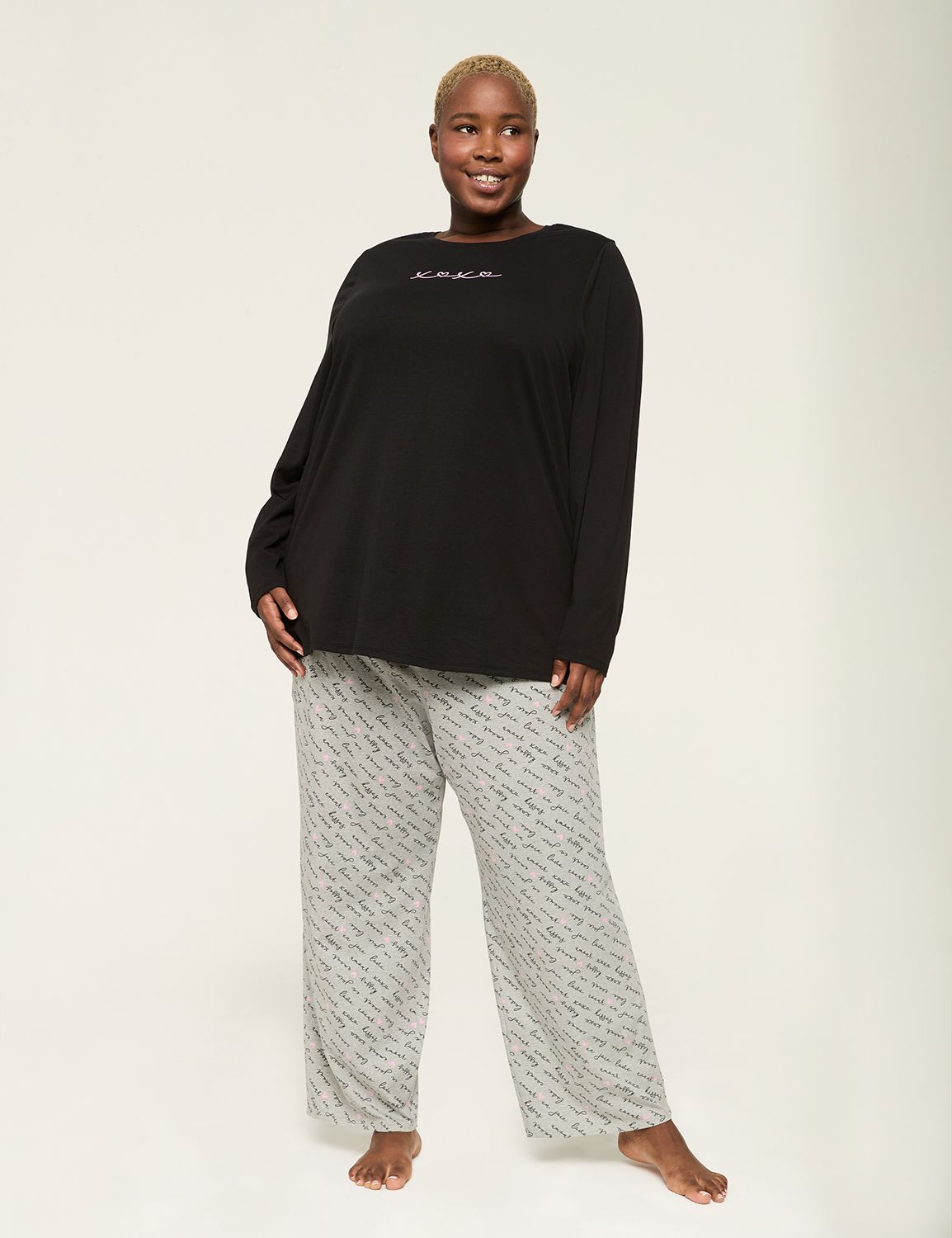 Comfy Cotton Long-Sleeve Tee & Pant PJ Set