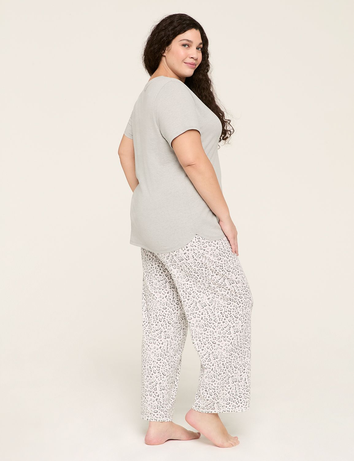 V Neck Pocket Tee Block Pant PJ Set Product Image 2