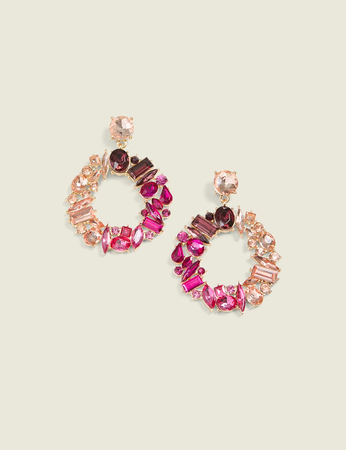 Pink stone drop earrings discount