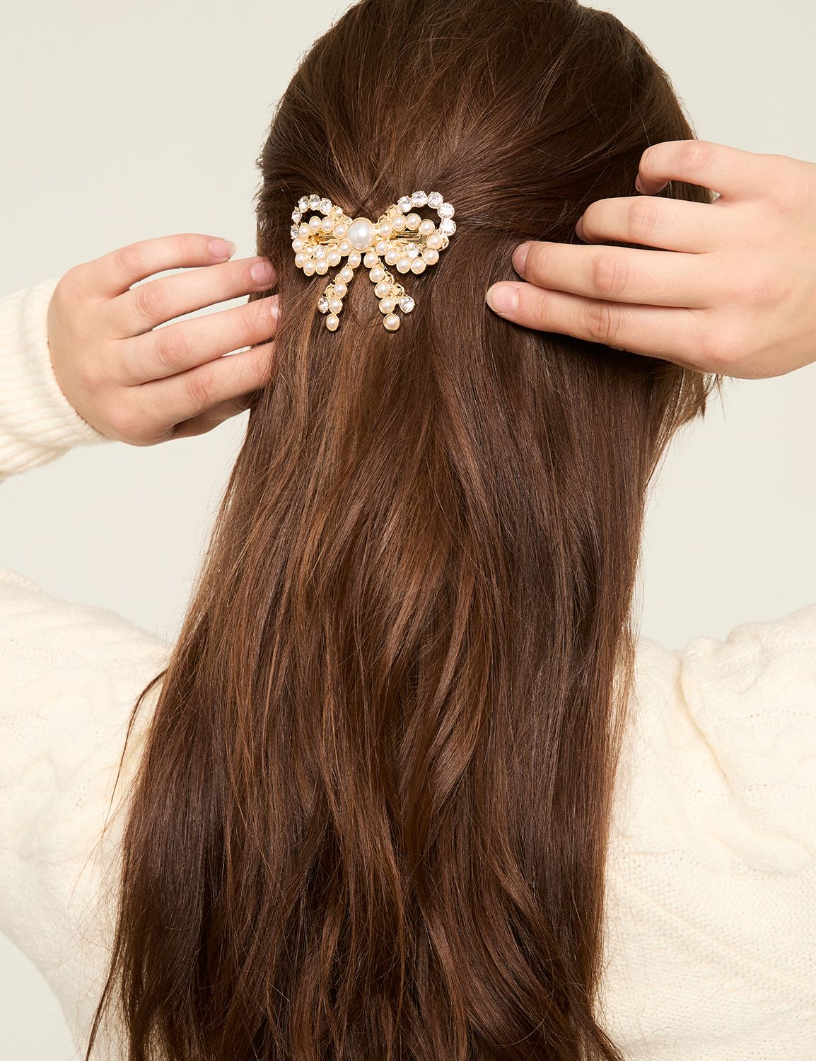 Pearl & Pave Bow Barette Product Image 1
