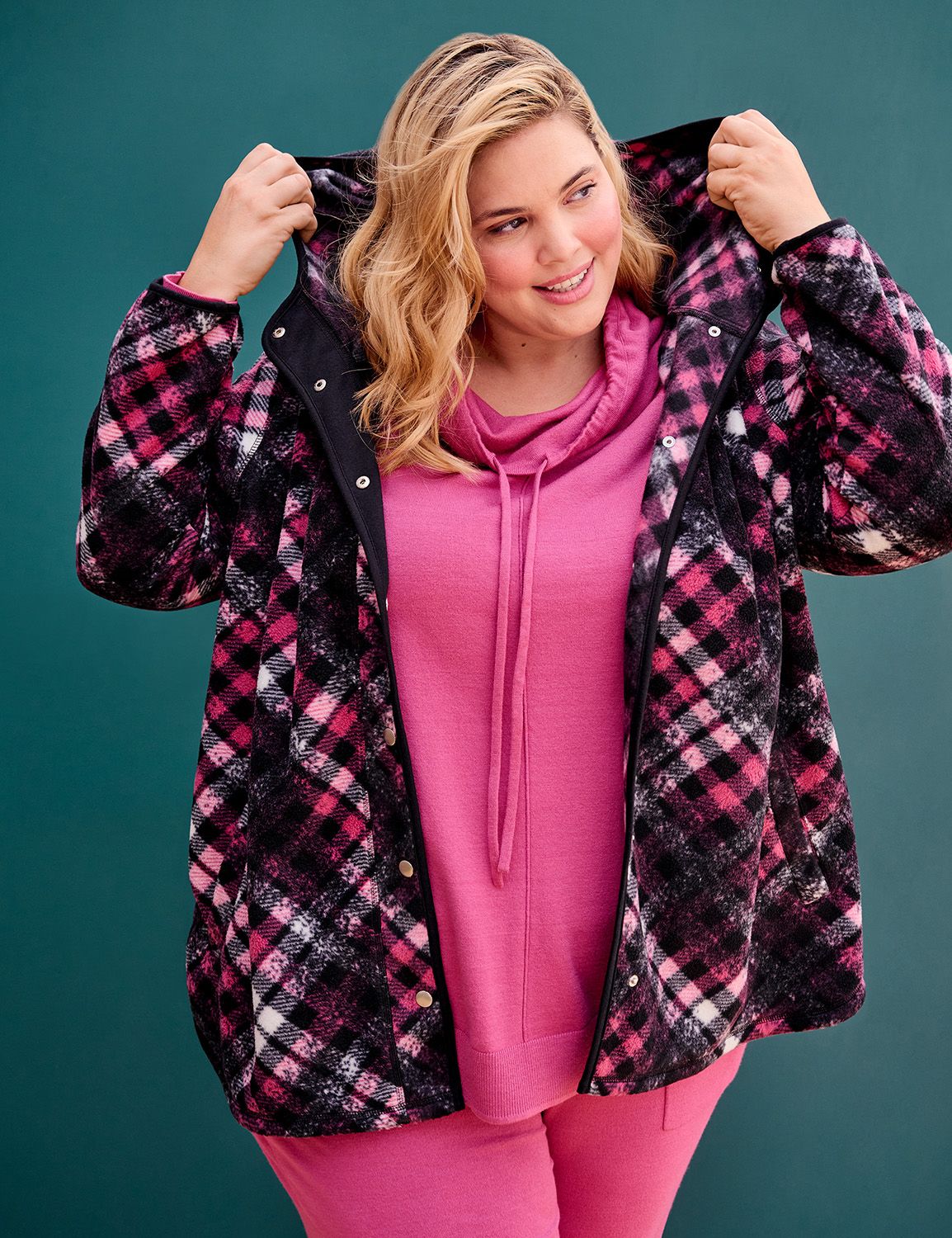 Women's Plus Long Sleeve Sherpa Lining Corduroy Jacket main image 1