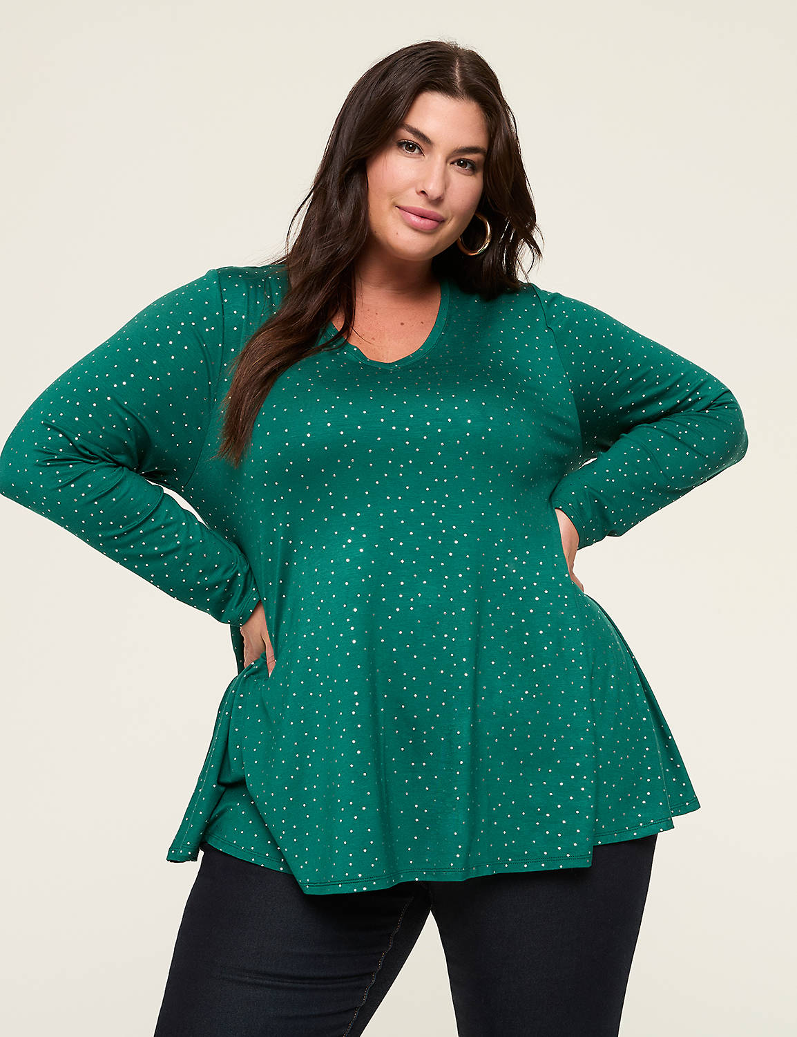 Swing Metallic Dot V-Neck Tee | LaneBryant Swing Metallic Dot V-Neck Tee | LaneBryant