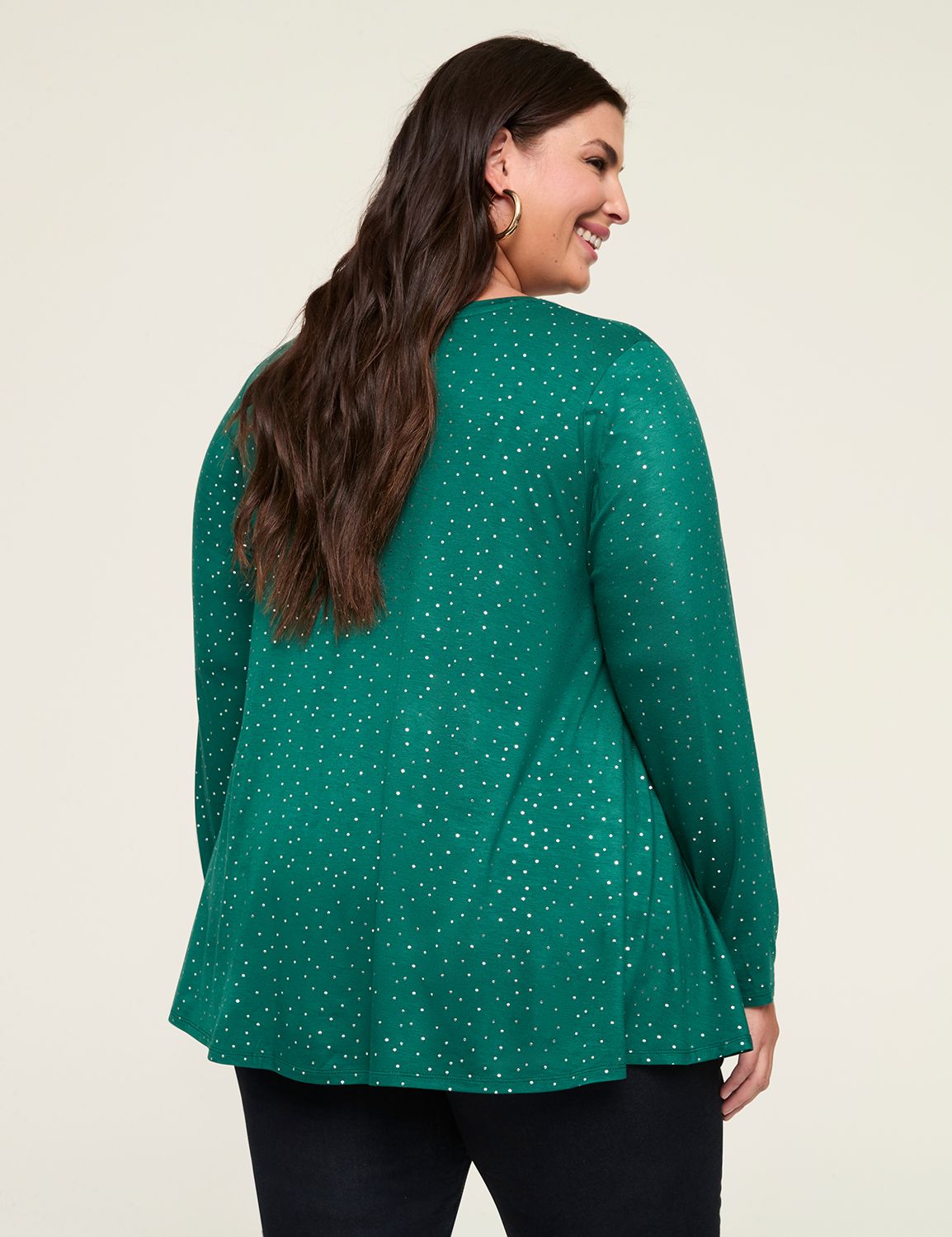 Swing Metallic Dot V-Neck Tee | LaneBryant