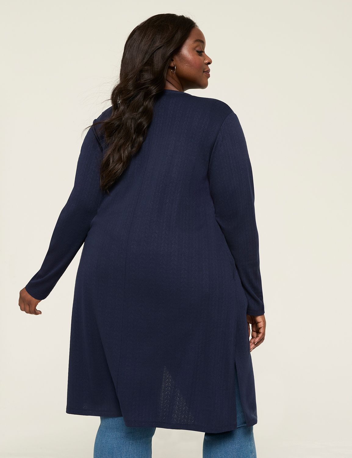 Open-Front Textured-Knit Duster