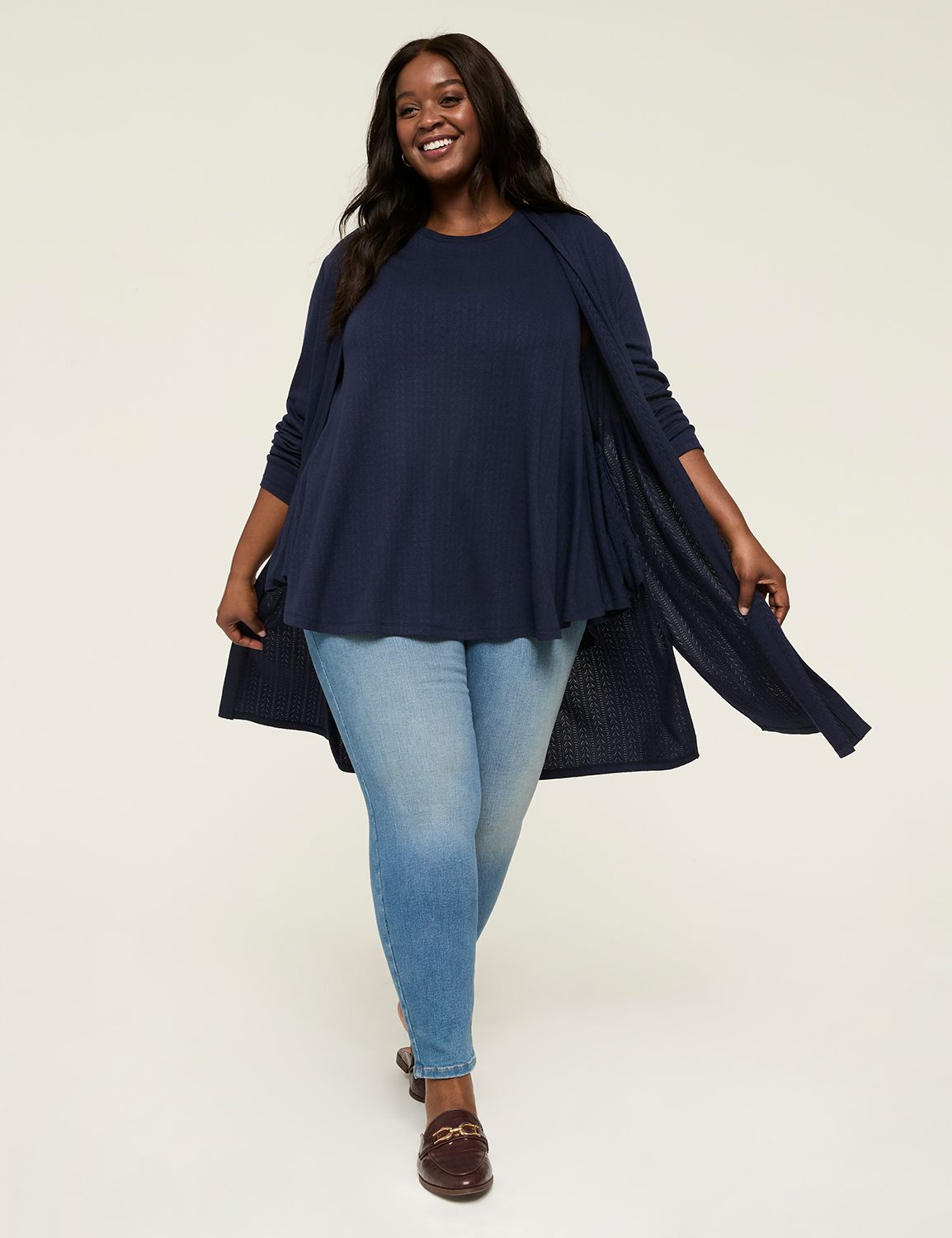 Classic LS Open Front Sweater Knit Product Image 3