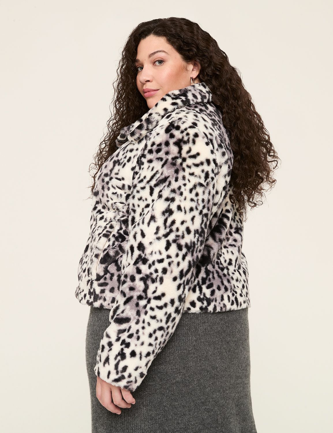 Animal Print Faux-Fur Short Jacket