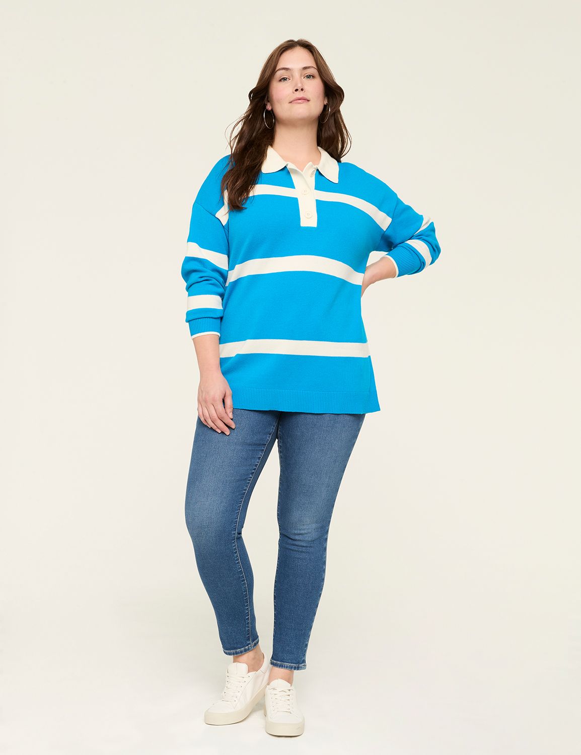 Classic Long Sleeve Stripe Polo Swe Product Image 3