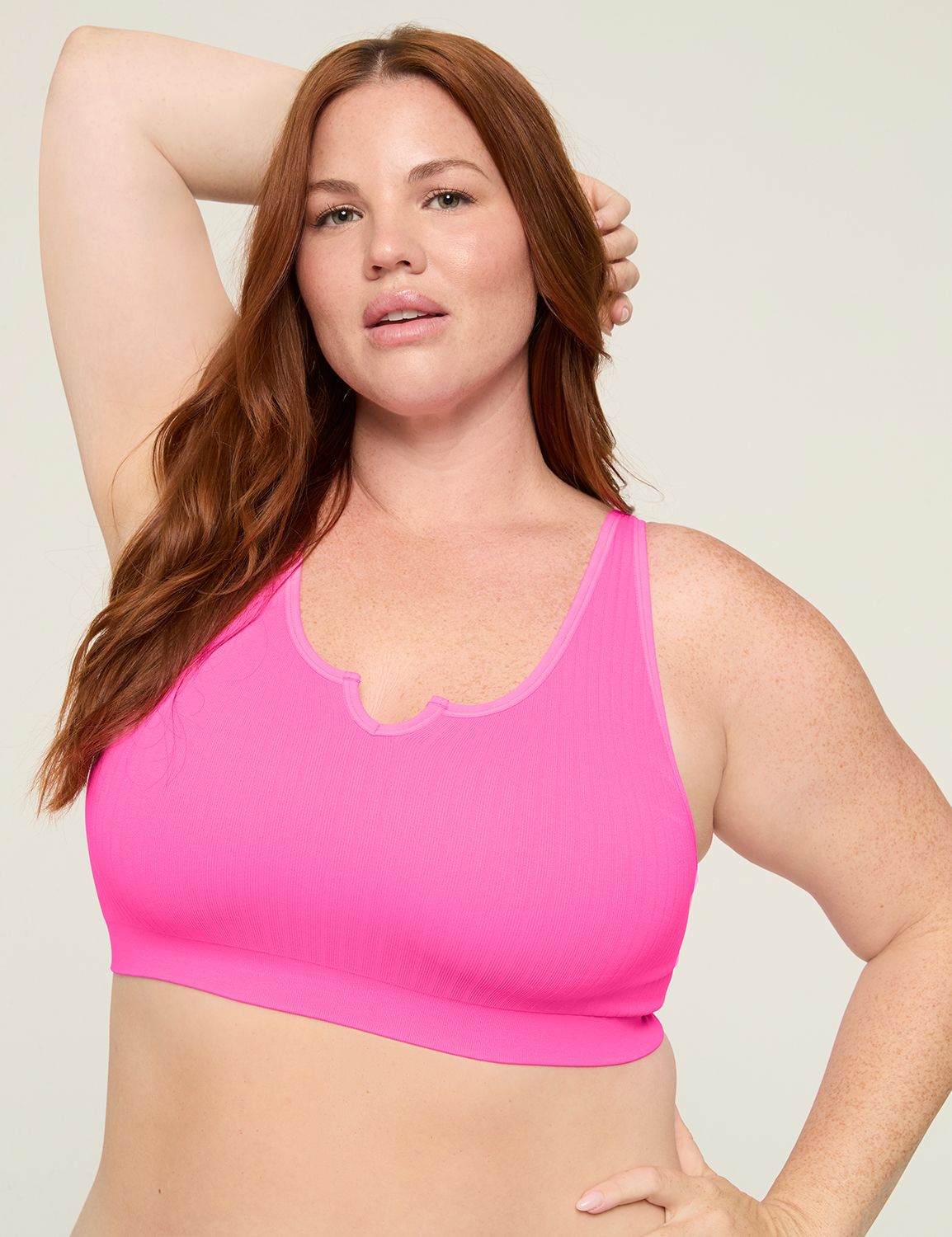 Seamless Rib Notch-Neck Bralette