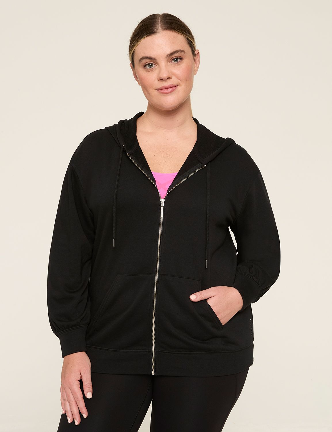 LIVI Long Sleeve Zip Front French T Product Image 1