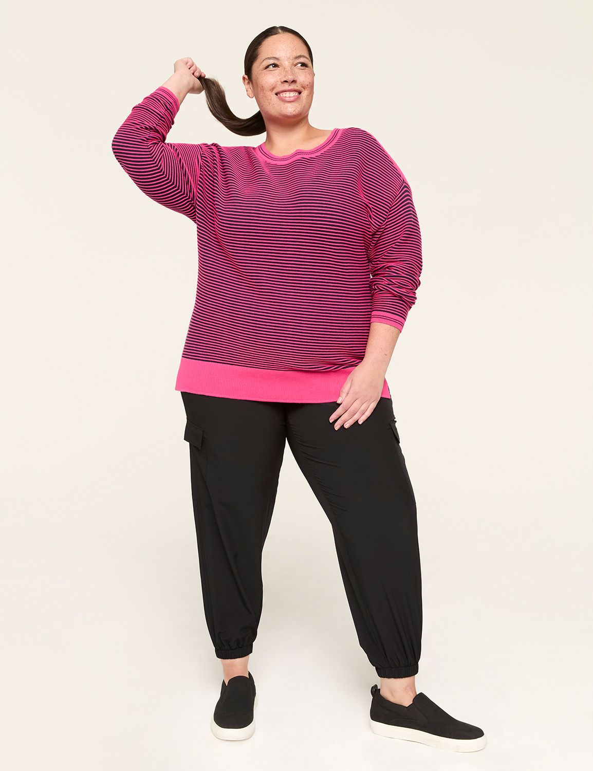 LIVI Crew-Neck Textured-Knit Sweater | LaneBryant