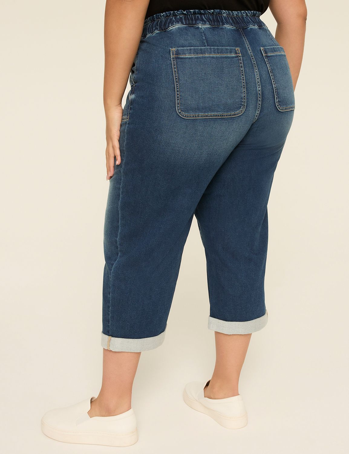 Pull-On Cloud Knit Denim Capri