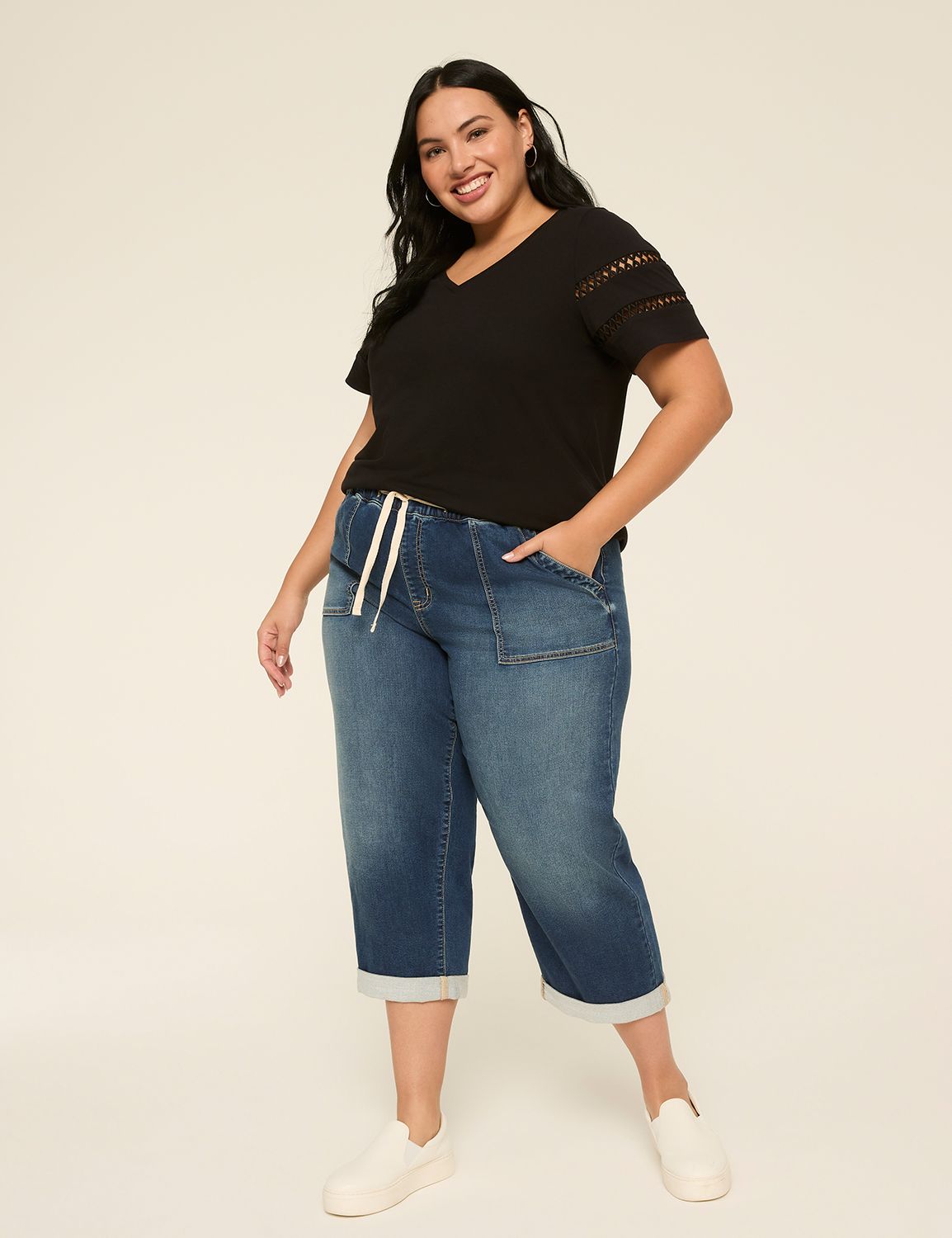 PULL ON CAPRI CLOUD KNIT DENIM - DA Product Image 3