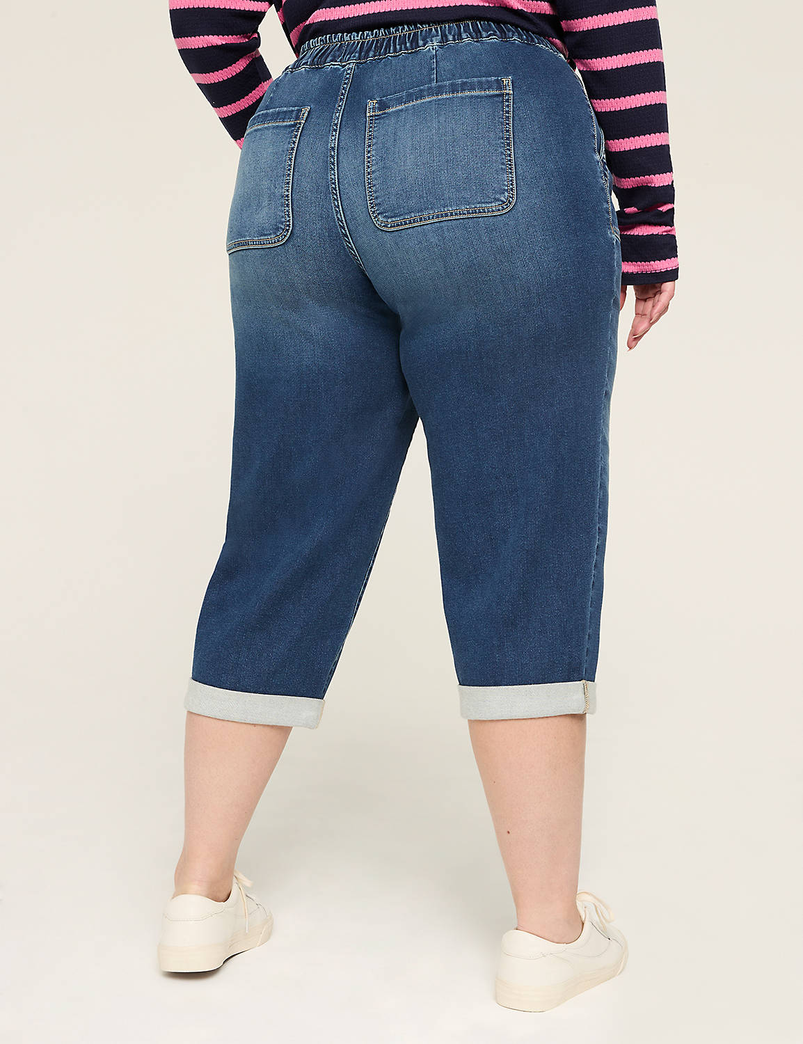 Pull-On Boyfriend Knit Denim Capri | LaneBryant Pull-On Boyfriend Knit Denim Capri | LaneBryant