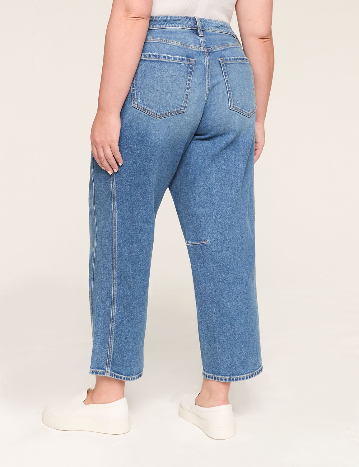 High Rise Medium Light Wash Ankle Straight